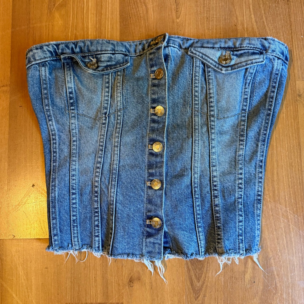 Zara Blue Denim Corset Top